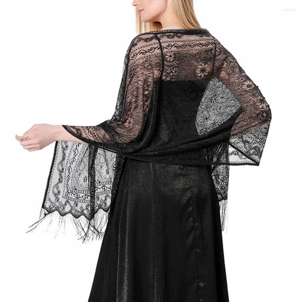 Écharpes broderie style ethnique écharpe franges châle hijab dentelle gland couleur unie triangle robe de soirée de mariage châles