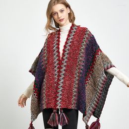 Sjaals Etnische Cape Reizen Bohemian Patroon Sjaal Kwastje Vrouwen Verdikte Warme Retro Lente Vest Jas Poncho En Capes