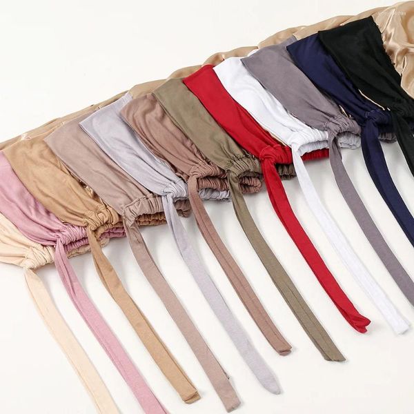 Foulards Style ethnique couleur unie base chapeau soie coton élastique cravate réglable bandeau foulard accessoires