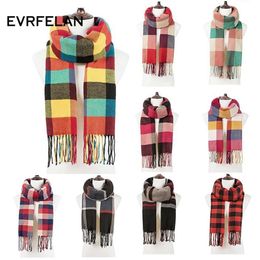 Écharpes Evrfelan Marque Designer Écharpe Femmes De Luxe Hiver Pour Hommes Plaid Longue Dames Tricot Châle 60 Style Femelle241z