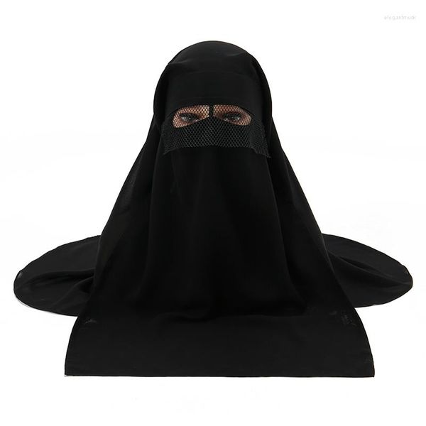 Foulards Usine En Gros Noir Arabe Prière Khimar Niqab Écharpe En Mousseline De Soie Couvre-visage Pour Les Femmes Musulmanes Couverture De Mode 85 75cm