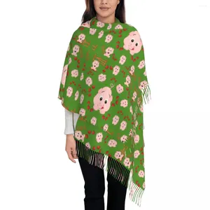 Bufandas Granja Corazones Impresión Bufanda Con Borla Lindos Pequeños Cerditos Mantenga Cálido Mantón Envoltura Mujeres Cabeza Personalizada Otoño Retro Foulard