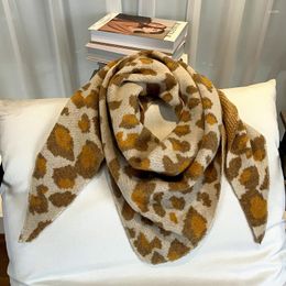 Bufandas Moda All Match Shawl Bufanda Mujer Lujo Cashmere Mezcla Cálido Triángulo Pashmina Leopard Print Wraps Bufanda Muffler