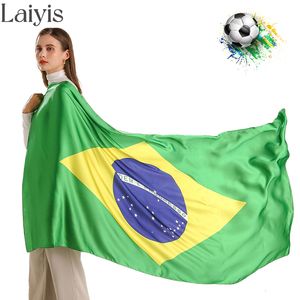 Sjaals mode Brazilië vlagafdruk sjaals voetbalventilators versieren zijden sjaal en wrap lady hijab necklerchief foulard 221122