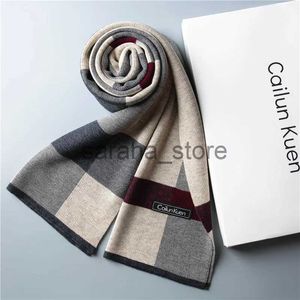 Foulards Mode classique affaires écharpe hommes laine écharpe doux chaud thermique silencieux décontracté cachemire tricoté châle mâle automne hiver sans boîte J231204