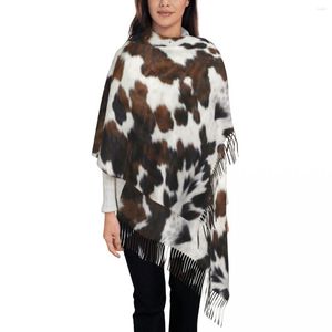 Sjaals Fashion Cowhide Texture Tassel sjaal Vrouwen Winter warme sjaals wraps Lady Animal Hide leer