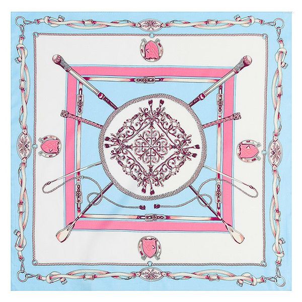 Bufandas de moda para mujer, bufanda de seda Twil con estampado de cadena, pañuelo femenino, bufandas cuadradas para mujer, hiyab de cabeza de 60cm x 60cm