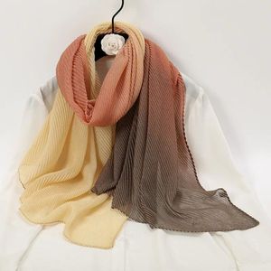 Foulards Mode Gradient Coton Linge Instant Hijab Femmes Haute Qualité Ombre Beach Cover-Up Châle Wrap Col Volé Musulman Caps 160 75 cm