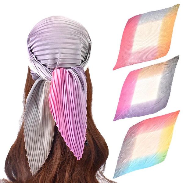 Écharpes Fashion Hiffarf Hair Band Gradient Imprimé Écharpe carrée plissée pour les femmes Girls Spring Summer Tie Neckerchief