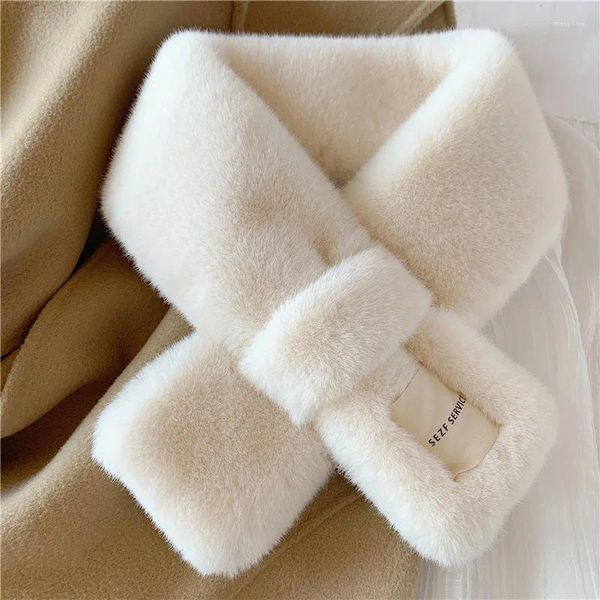 Foulards Mode Ins Chaud Fausse Fourrure Écharpe Cou Chaud Hiver Faux Col Décoration Épaissi Corée Doux En Peluche Casual Femmes