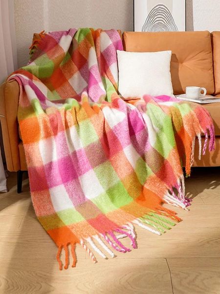 Foulards Mode Tricoté Vintage Écharpe Foulard Hiver Femmes Dames Plaid Chaud Écharpe Pashmina Mujer Grande Couverture Épaisse Wrap Châle