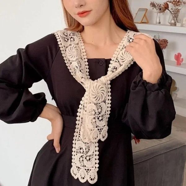 Foulards Mode Dentelle Mousseline Poupée Faux Collier Dames Châle Wrap Amovible Détachable Brodé Faux Vêtements Accessoire