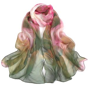 Foulards Mode Madame Jolie Écharpe Solaire Châle Individualité Fleur De Lotus Conception Georgette Mince Femmes En Gros 230821