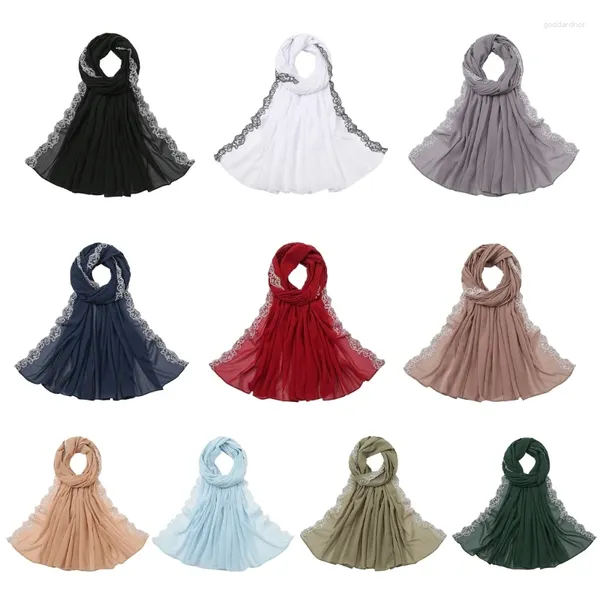 Foulards Mode Malaisie Écharpe Châle Pour Femme Dentelle Floral Garniture Wrap Casual Hijab Châles Foulard Femme Dropship