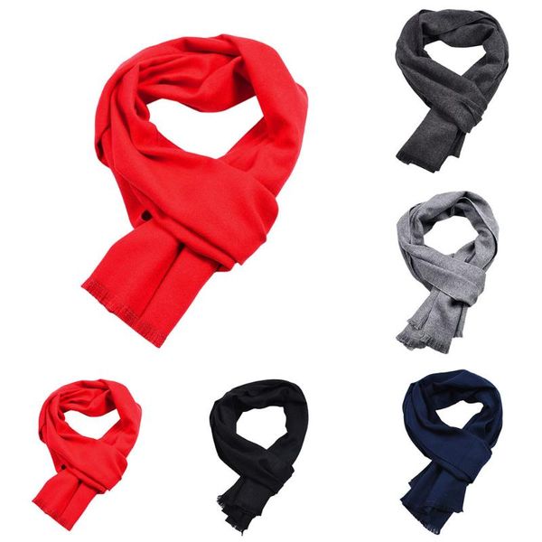 Foulards mode hommes écharpe hiver chaud couleur unie cachemire décontracté Long doux cou noir gris rouge marine gris foncé 2023