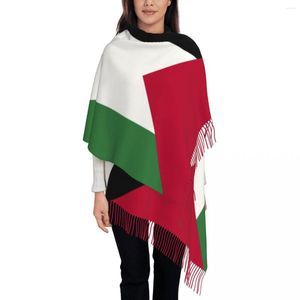 Bufandas Moda Palestina Bandera Borla Bufanda Mujeres Invierno Cálido Chal Abrigo Mujer Palestino Patriótico