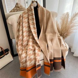 Foulards Mode Plaid Hiver Femmes Écharpe En Cachemire Couverture Chaude Épais Châles Et Wraps Bufandas Femme Doux Gland Poncho Echarpe Silencieux Y23