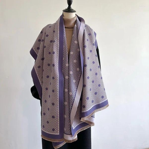 Écharpes bandes à pois imprimé de mode imiter la cachemire foulard