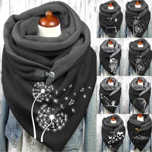 Bufandas Moda Impresión Bufanda Wrap Mujeres Botón Casual Cálido Ladias Soft Cashmere Foulard Invierno Chales Hijab 231030