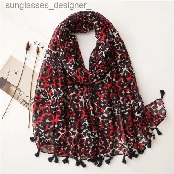 Bufandas Bufanda De Moda De Gas Extranjero Rojo Pequeño Estampado De Leopardo Bufanda De Seda Larga Primavera Y Otoño Versión Coreana De Bufanda De Algodón TravelL231202