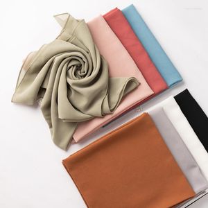 Foulards Mode Couleur Solide Écharpe 90 90 cm Carré Plage Foulard Musulman Femmes Hijab Cou Wraps Parti Châles Filles Bandana