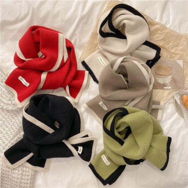 Écharpes Mode solide chaud écharpe en cachemire pour les femmes conception d'hiver tricoté foulard épais fil de laine châle cou enveloppement Bufandas silencieux 231204