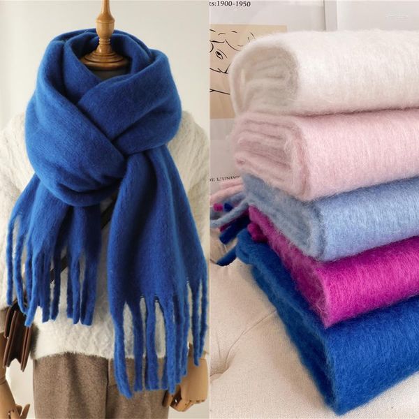 Foulards mode épais cachemire écharpe pour femmes solide hiver Poncho Pashmina couverture Bufanda décontracté châle Wrap avec gland Echarpe 2023