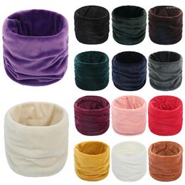 Sjaals Mode Dikker Goud Fluwelen Ring Sjaal Winter Warm Snood Halswarmer Effen Kleur Zacht Pluche Unisex