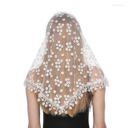 Sjaals Mode Driehoek Mantilla Kanten Sluier Tule Sjaal Die Voor Massa Bruiloft Bruidsmeisjes Hoofddoek