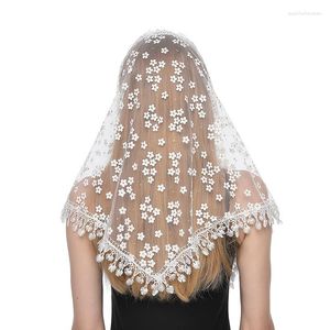 Sjaals Mode Driehoek Mantilla Kanten Sluier Tule Sjaal Die Voor Massa Bruiloft Bruidsmeisjes Hoofddoek