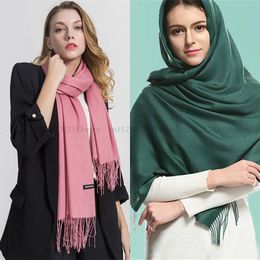 Foulards Mode hiver femmes écharpe mince châles et enveloppes dame solide femme Hijab étoles Long cachemire Pashmina Foulard foulards 230904