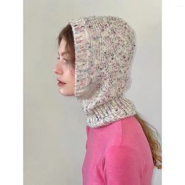 Foulards Mode Femmes Foulard Hiver Bonnet Chapeau Cachemire Femelle Tricoté À Capuchon Écharpe Balaclava Pour Coupe-Vent Chaud Bonnet De Laine