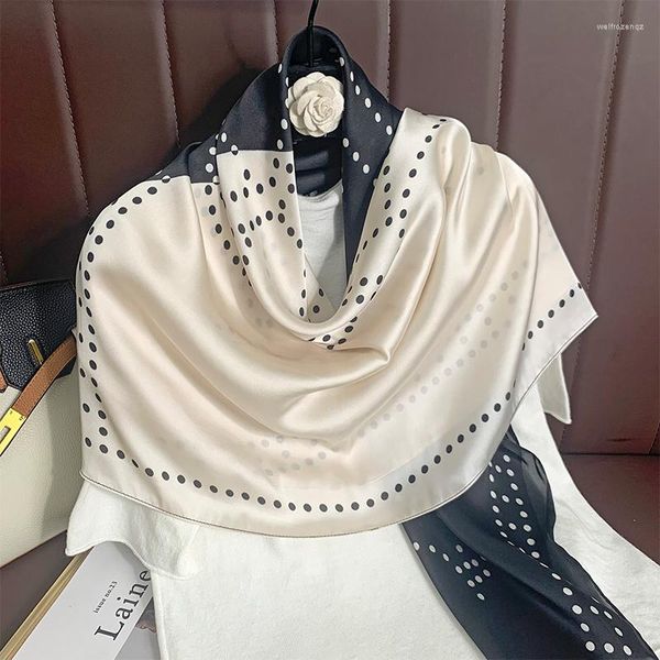 Foulards Mode Femmes Satin Soie Carré Foulard Châle Impression Modèle Design Élégant Lady Longue Polyvalent Bandana Décorer Foulard 2023