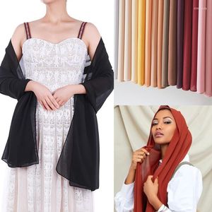 Sjaals Fashion Women Solid Chiffon Headscarf Klaar om onmiddellijke hijab sjaals moslimsjaal islamitische hijabs Arabische wrap head pareoscarves kimd te dragen