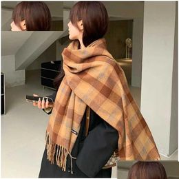 Foulards Mode Femmes Chaud Doux Écharpe Automne Hiver Mince Pashmina Châle Épaississement Wrap Femelle Foard Hijab Étoles Tête Gland Drop de Dhsyf