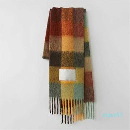 Bufandas FashionMen's Women Wraps Rainbow Barba gruesa Enrejado Pañuelo Borla