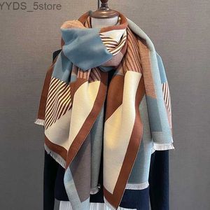 Foulards Faux Cachemire Écharpe Unisexe Homme Femmes Mode Géométrique Shl Hiver Chaud Épais Long Foulard 185 * 65 cm YQ231114