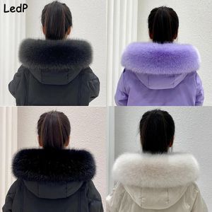 Bufandas Faux Fox Cuello de piel Invierno Mujeres Bufanda falsa Chales para abrigo Decoración más cálida Capucha peluda Adornos Parkas Chaqueta