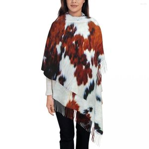 Foulards fausse fourrure cuir de vachette Style écharpe Wrap femmes Long hiver chaud gland châle unisexe Animal peau Texture