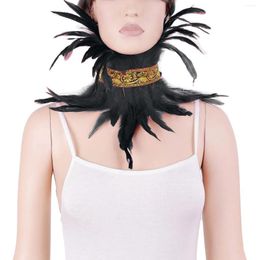 Écharpes Feather Choker Black Gothic Clothes Accessories Luxury Châle Party Cosplay Scarf Women Halloween Decor
