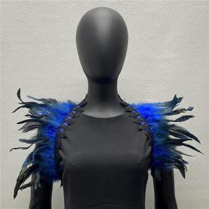 Sjaals Veren Bolero Sjaal Schouderomslag Cape Zacht Verstelbaar Kant Decor Gothic Cosplay Party Body Stage Performance Fake Collar Dancer