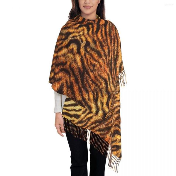 Foulards femme grand tigre du Bengale fourrure faune impression motif hiver automne chaud gland châle enveloppement peau d'animal léopard écharpe