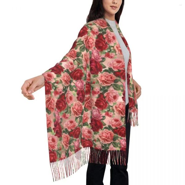 Écharpes écharpe femelle en plein air rose rose rose têtes avec long pavage vintage imprimé floral y2k châle drôle wraps automne bufanda mujer