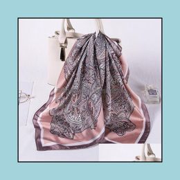 Foulards Femme Carré De Soie Pour Les Femmes Cou Wrap Bande De Cheveux Élégant Imprimé Floral Bandeau Foard Lady Mouchoir Drop Delivery Mode Ot1G2