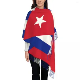 Bufandas Bandera de Cuba Borla Bufanda Mujeres Suave Cubano Patriótico Mantones Envolturas Mujer Invierno