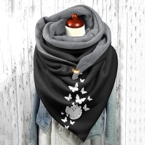 Bufandas Bufanda de lana Hombres Mujeres Pluma Vintage Estampado Boho Chales Abrigos Invierno Cálido Cuello corto Seda