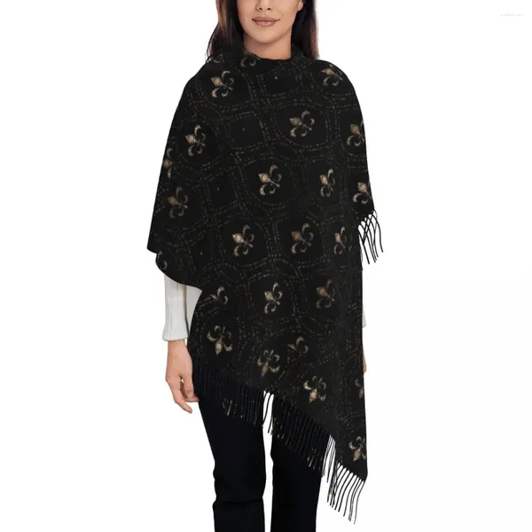 Sciarpe Fleur De Lis Modello Giglio Scialle Avvolge Donna Inverno Sciarpa lunga grande Pashmina Nappa