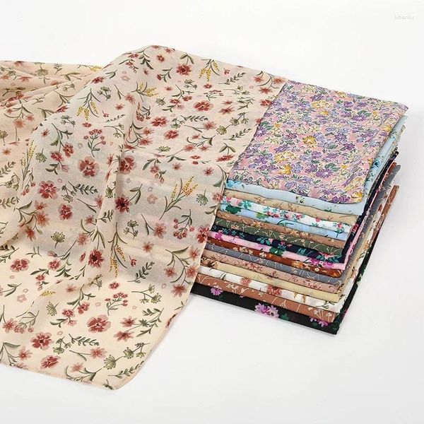 Foulards en mousseline de soie florale Hijab écharpe pour femmes Maldives fleur imprimé Hijabs musulman imprimé châle malaisie conception longs châles