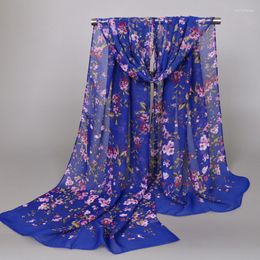 Sjaals Bloemenprint Chiffon Sjaal Vrouwen Bloem Sjaal Hijab Klein Formaat Zomer Zon Bescherming Strand Stola 160 50cm