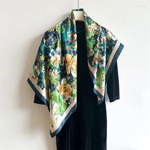 Sjaals bloemenprint wraps dames hijab sjaal mode kerchief bandana kop 90 cm vierkante sjaals bill zijden nek voor dames